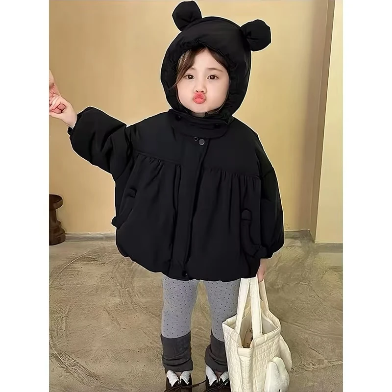 T女童加绒棉服外套儿童冬季加厚棉衣2024新款女宝宝冬季加棉衣服