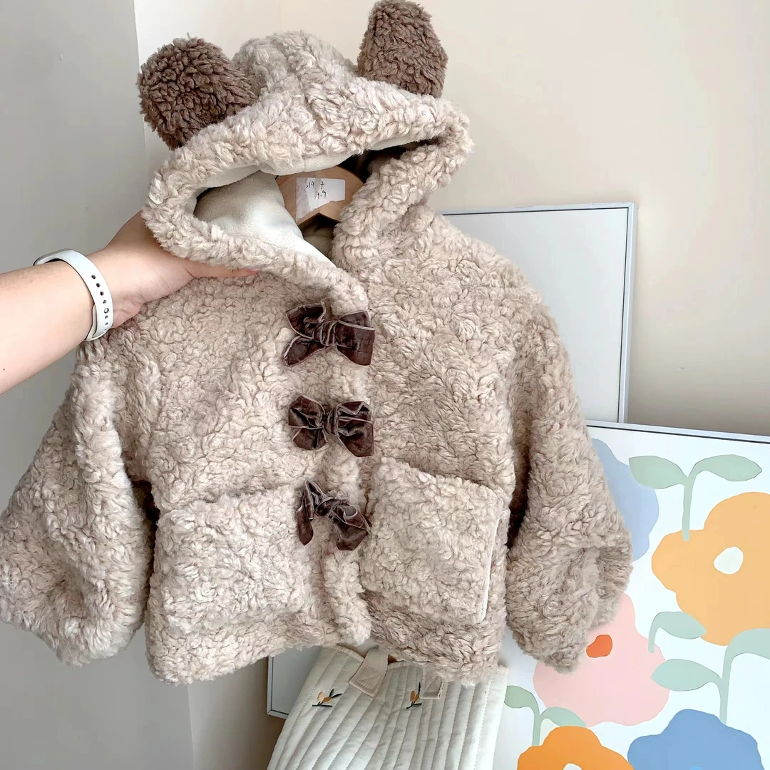 8880女童加厚外套新款秋冬季网红儿童毛毛衣洋气女孩加绒宝宝冬装