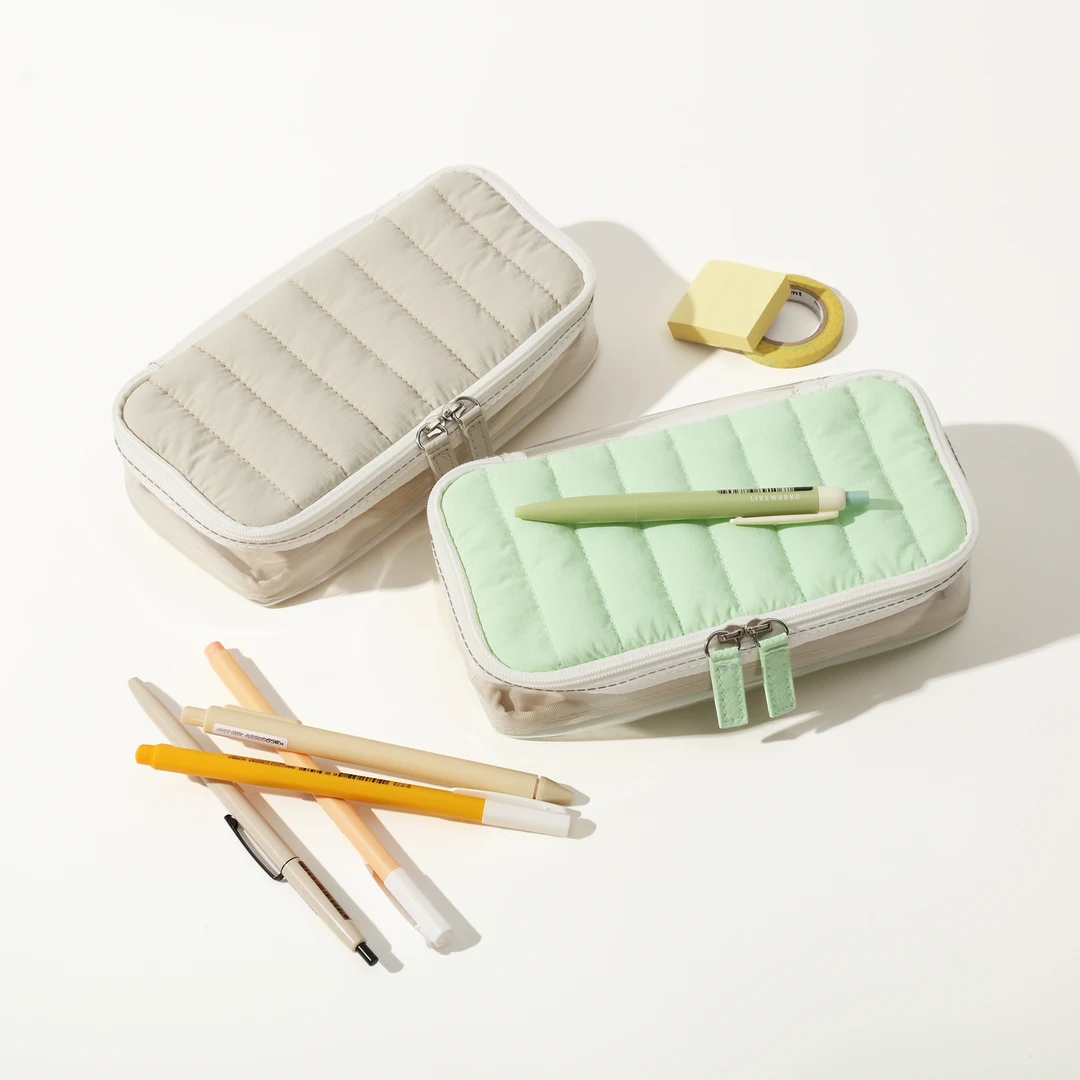 用心造物芙芙饼pvc笔袋大容量日系高颜值多功能透明文具袋学生