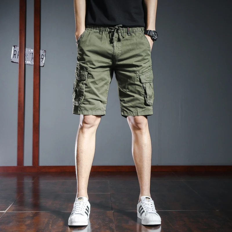路约威格夏季潮牌休闲百搭工装中裤青年宽松运动五分短裤男士潮流