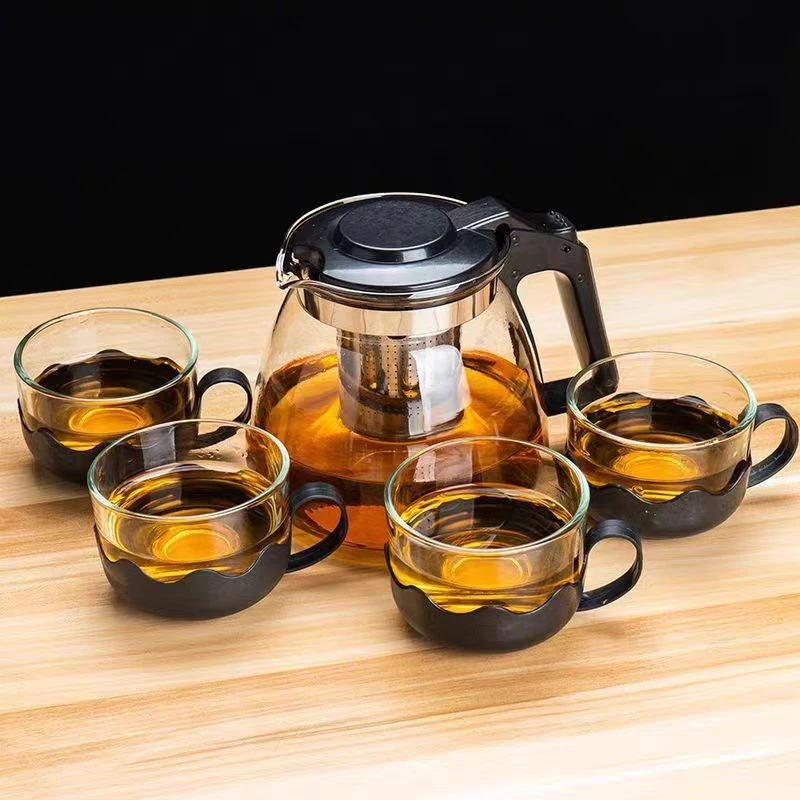 5件套大容量茶具透明家用耐热带盖水具套装功夫泡茶壶过滤加厚