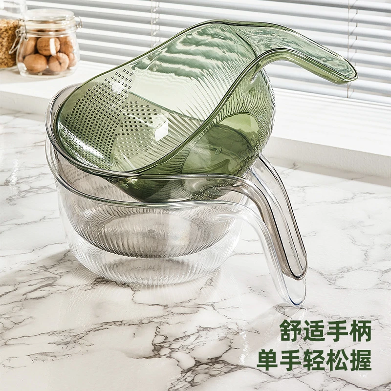【3个装】厨房沥水篮洗米筛淘米盆子汽车家用带手柄淘菜便携加厚