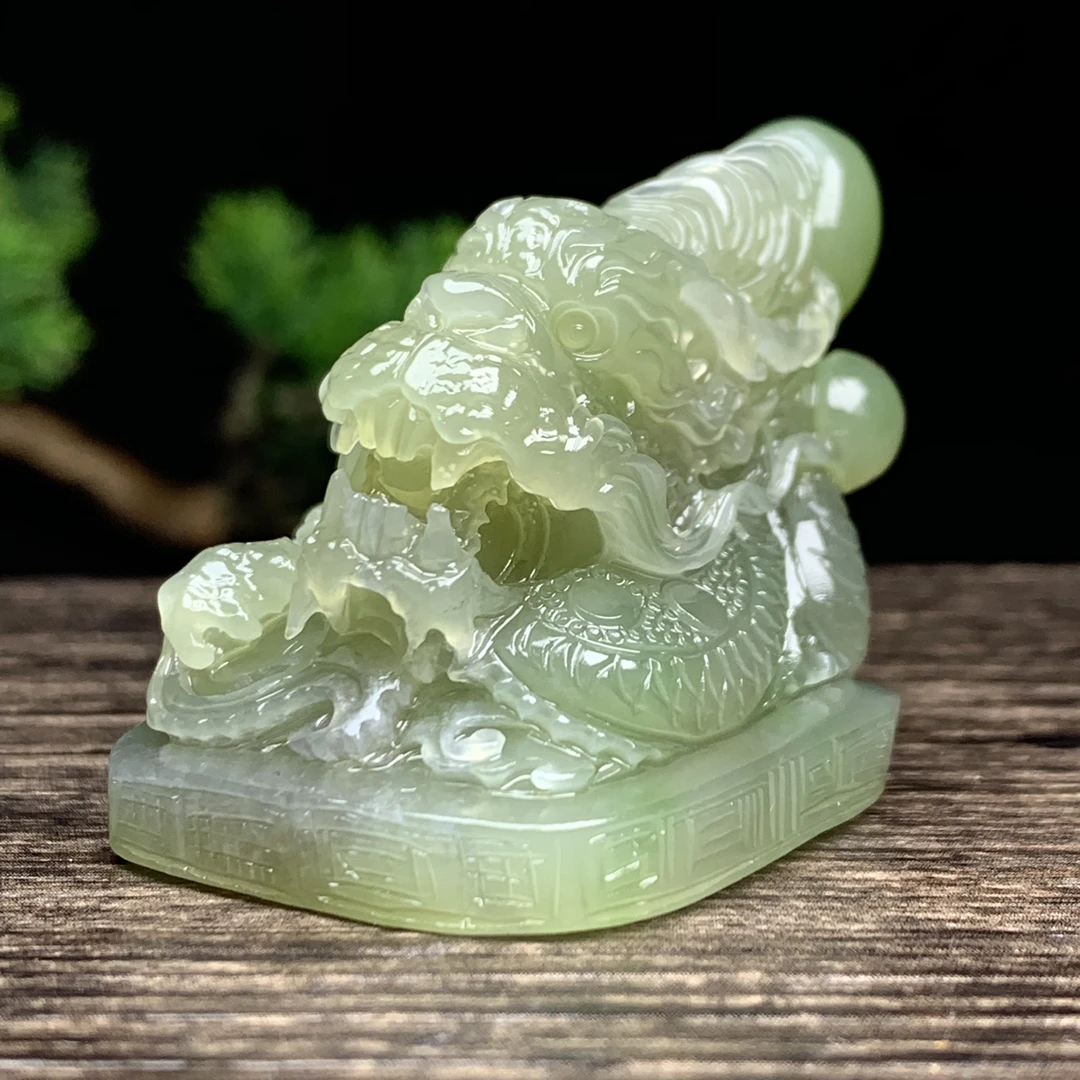 天然和田玉龙印章尺寸36*35*38重量68克