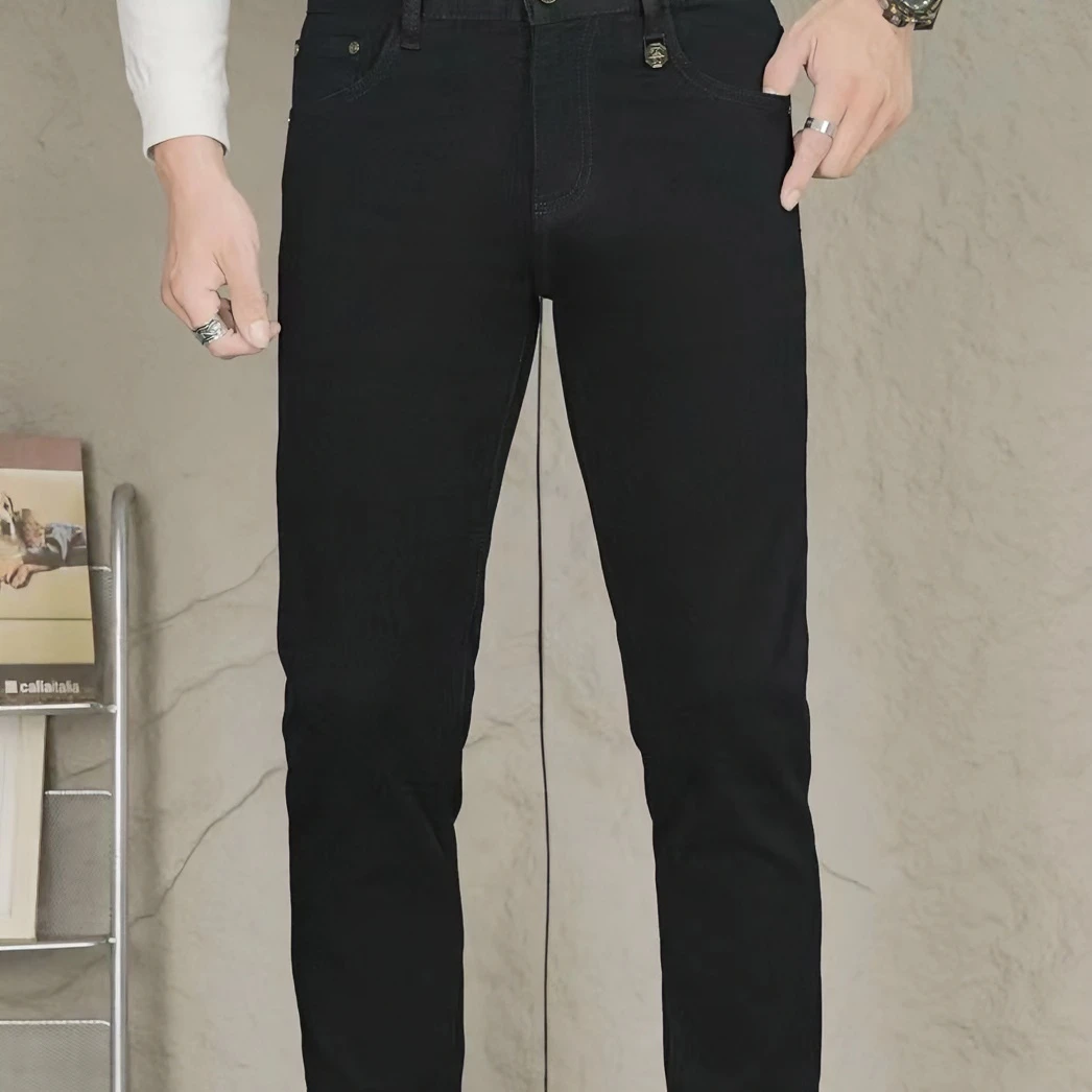 男裤弹力黑色修身高弹时尚百搭男士夏季加绒小脚牛仔裤裤子男款