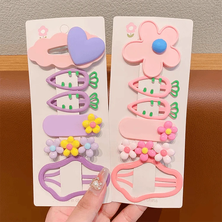 12件套云朵发夹刘海小夹子胡萝卜发卡侧边碎女童糖果色颜色混发LH