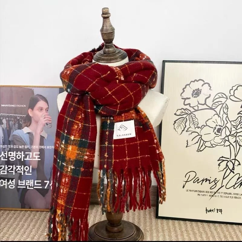 新年圣诞氛围感小香风围巾红色高级保暖韩版氛围披肩加厚围脖q