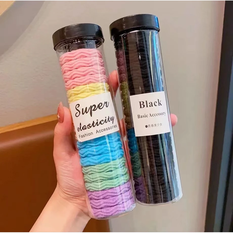 简约头绳橡皮筋女扎头高弹力耐用扎头发头饰发绳皮套黑色发圈
