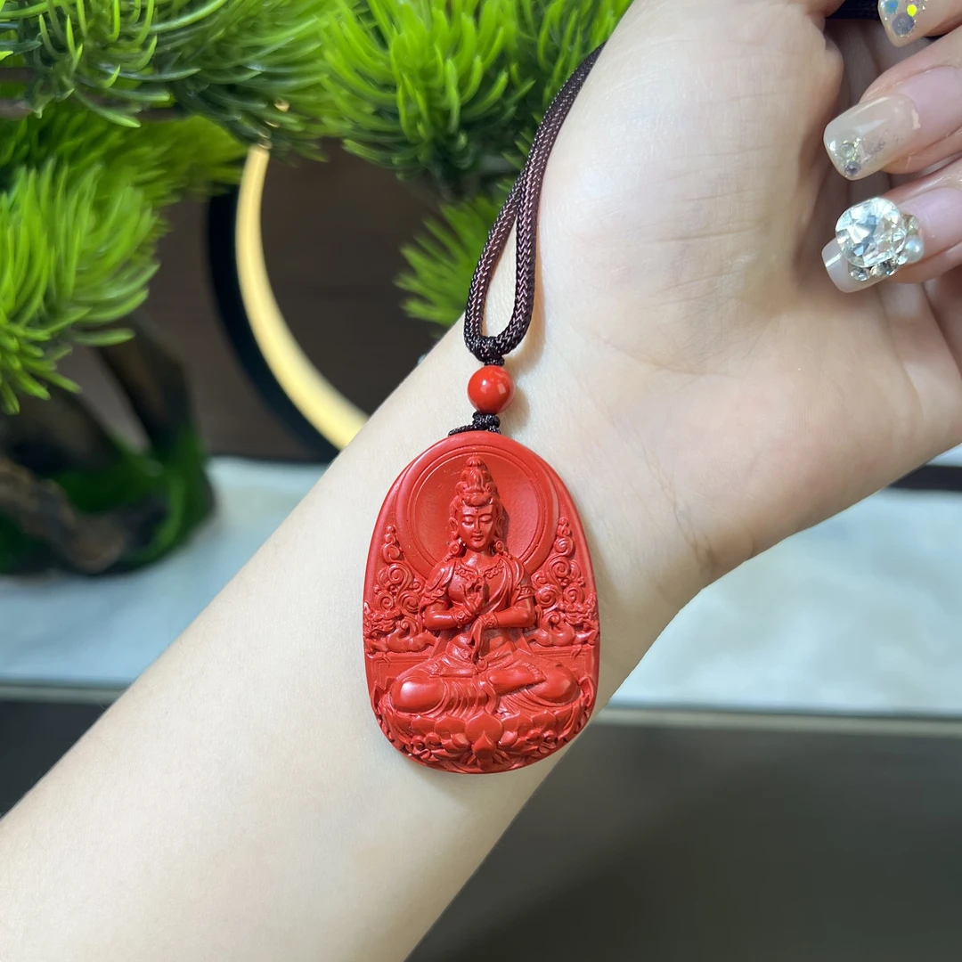 含辰砂工艺品高含量朱砂观音弥勒佛朱砂观音菩萨吊坠项链
