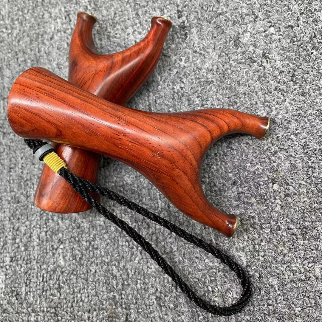 实木红木小叶紫檀反曲飞虎叉扁皮筋弹工精准度弹工玩具