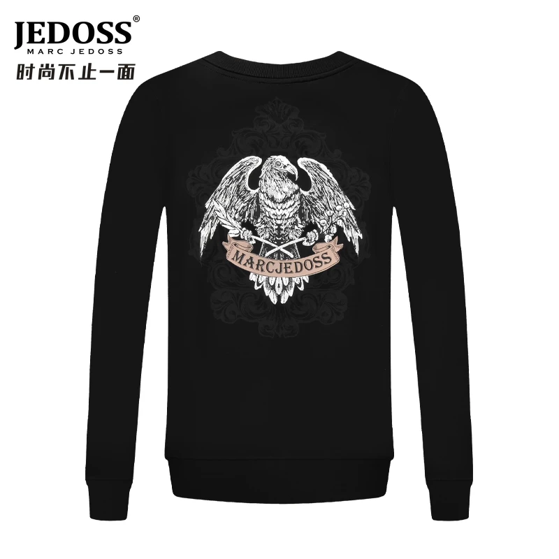 JEDOSS/爵迪斯男装秋冬时尚新款珠片无帽套头卫衣AM056加绒