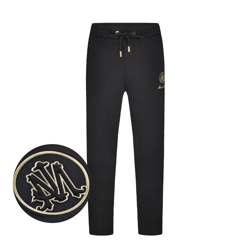 轻奢上新同款男士百搭秋冬刺绣针织裤运动黑色裤子男裤休闲裤长裤