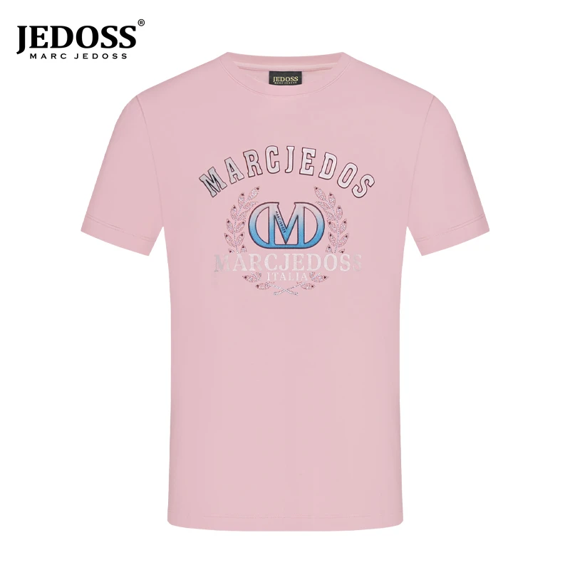 JEDOSS/爵迪斯春夏款上新男士LOGO炫彩奥钻短袖T恤MG112