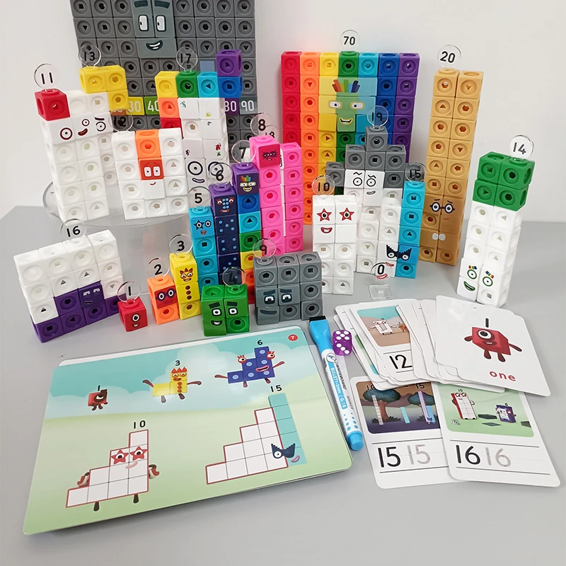 用于numberblocks数字积木0-100魔法方块2cm正方体拼插装拼搭积木