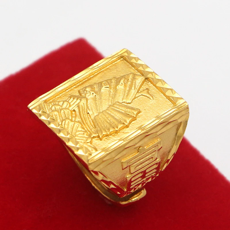 铜合金戒指 泰金手指霸气镀金大展鸿图一帆风顺开口男戒精美饰品