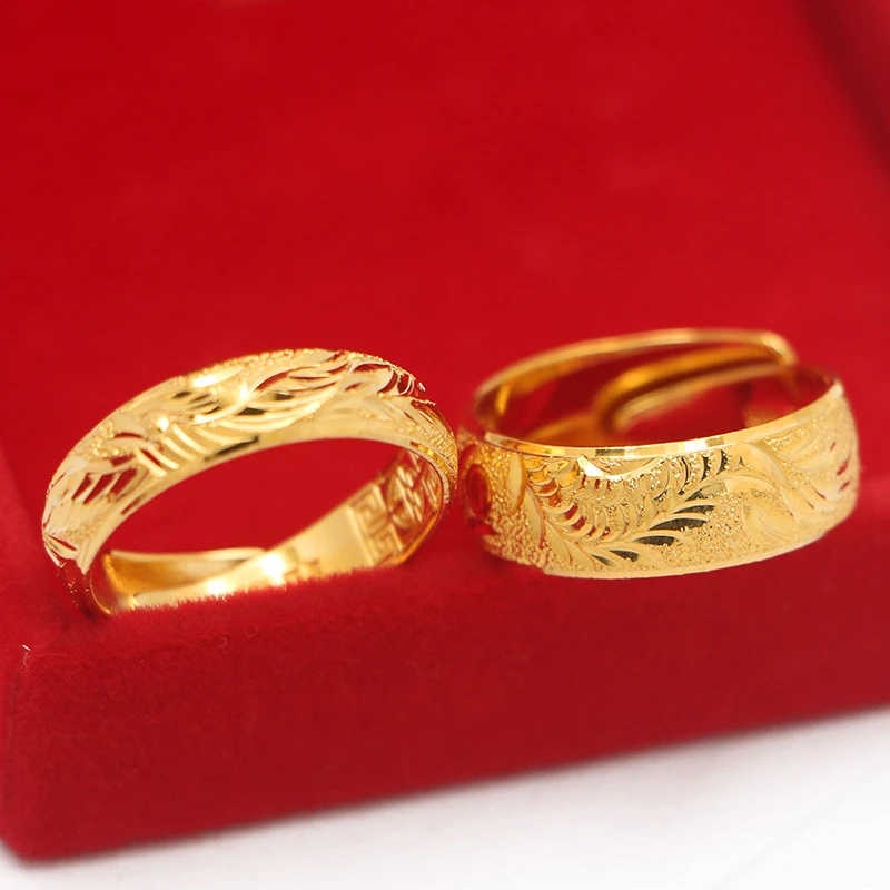铜合金戒指 泰国金情侣对戒金店同款复古可调节指环时尚饰品