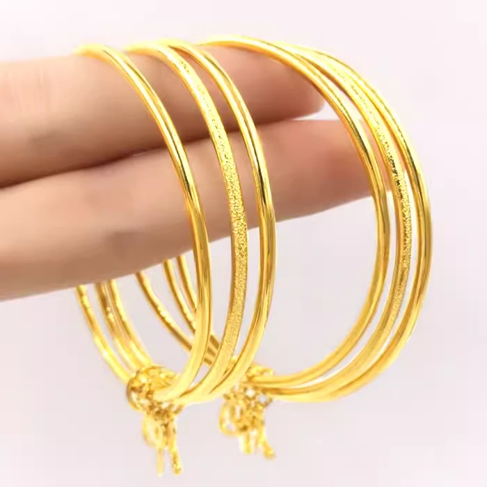 铜合金手镯 三生三世手环磨砂光圈款光面素圈手镯百搭时尚饰品