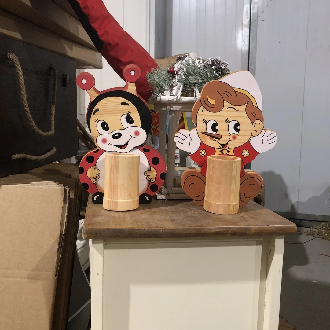 实木卡通图案笔筒隔热垫图案不挑发货