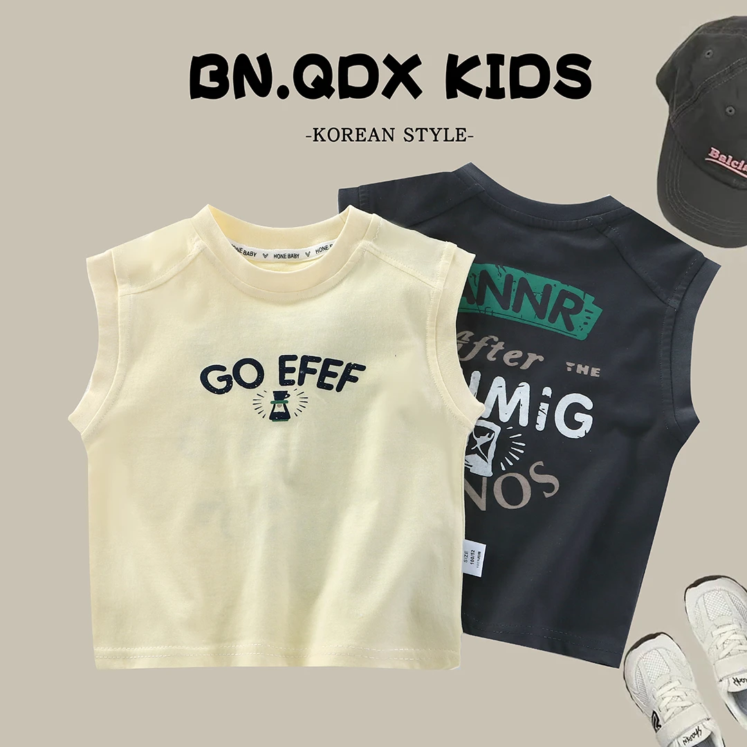 【纯棉】夏季新款儿童韩版T恤无袖背心中大童男女童BN-1068B87&B86