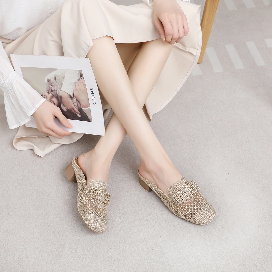 大趾王满天星包头半拖气质夏季凉鞋镂空2024新款穆勒鞋拖鞋26900