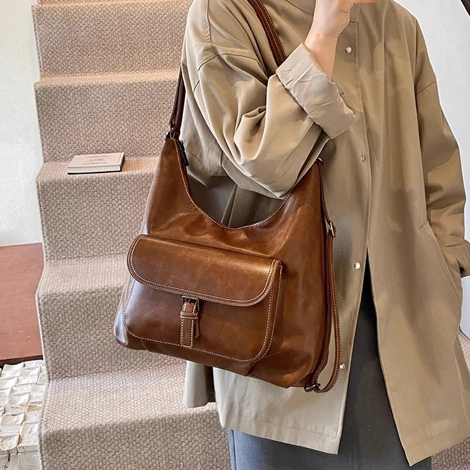 秋冬新款废土风饺子包女2024小众复古时尚单肩包高级感百搭腋下包