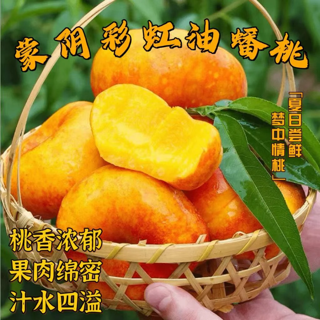 【夏日尝鲜 京东包邮】山东蒙阴彩虹油蟠桃7-7 净重4斤装 放软食用