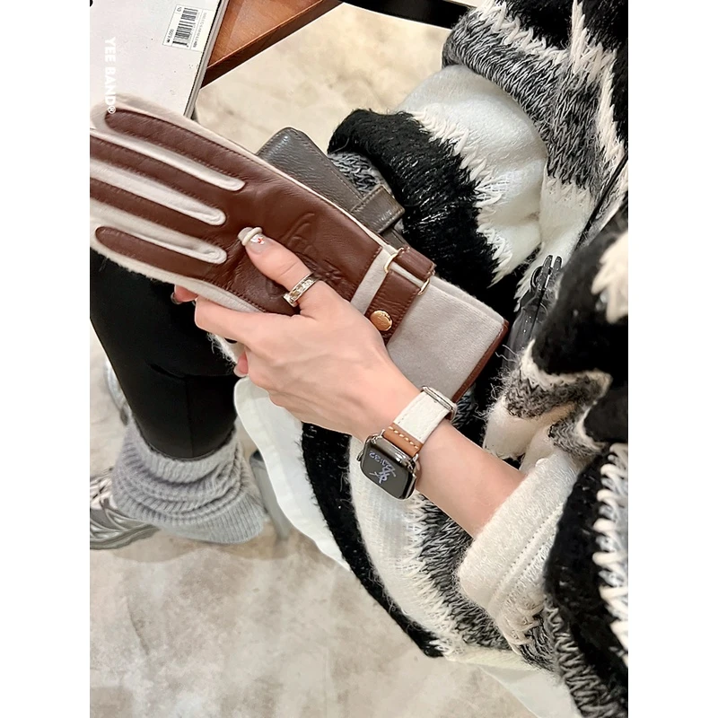 IAMYEE秋冬撞色毛呢表带高级感适用applewatch34567S9S10代iwatch