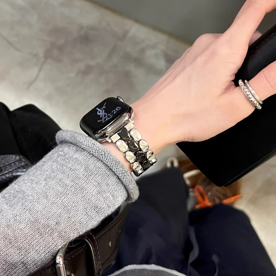 IAMYEE莫卡不锈钢表带适用applewatch3456789苹果S7S8S9S10iwatch