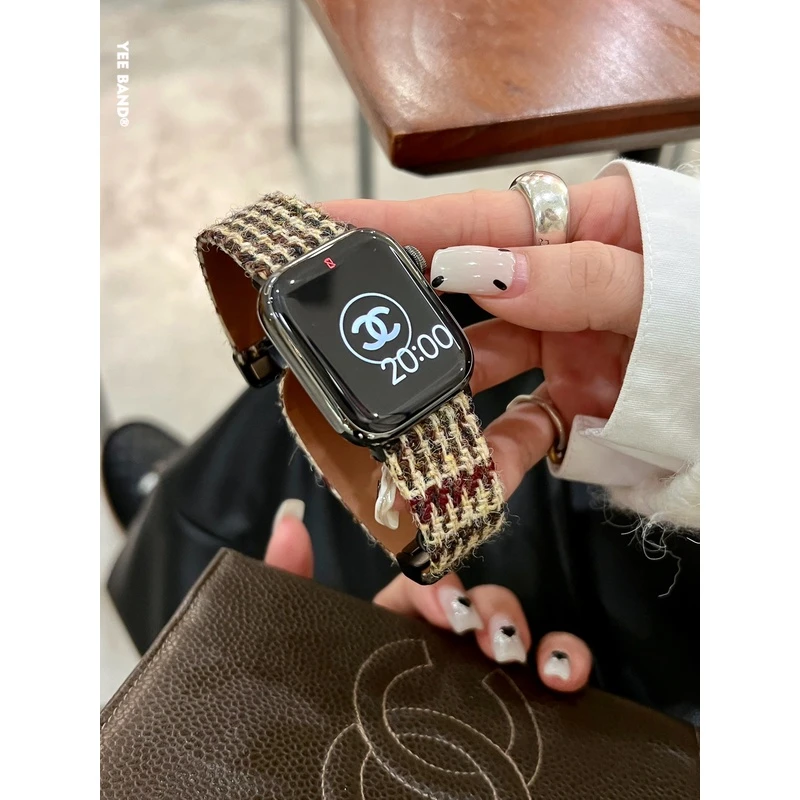 IAMYEE苏格兰格磁吸毛呢表带适用applewatch345678S9代S10iwatch