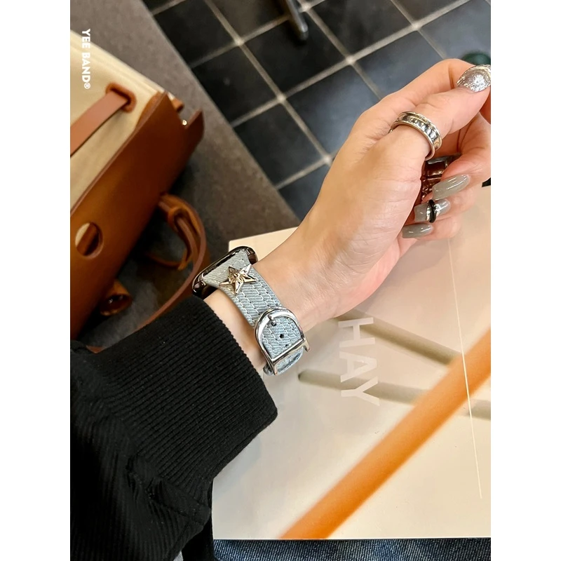 IAMYEE丹宁D字扣高级感表带适用于applewatch3456789代S10iwatchS