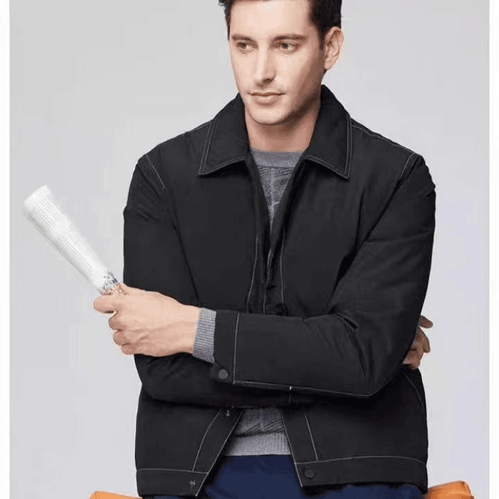 与狼翻领羽绒服潮流男士羽绒服冬季保暖细格外套1528