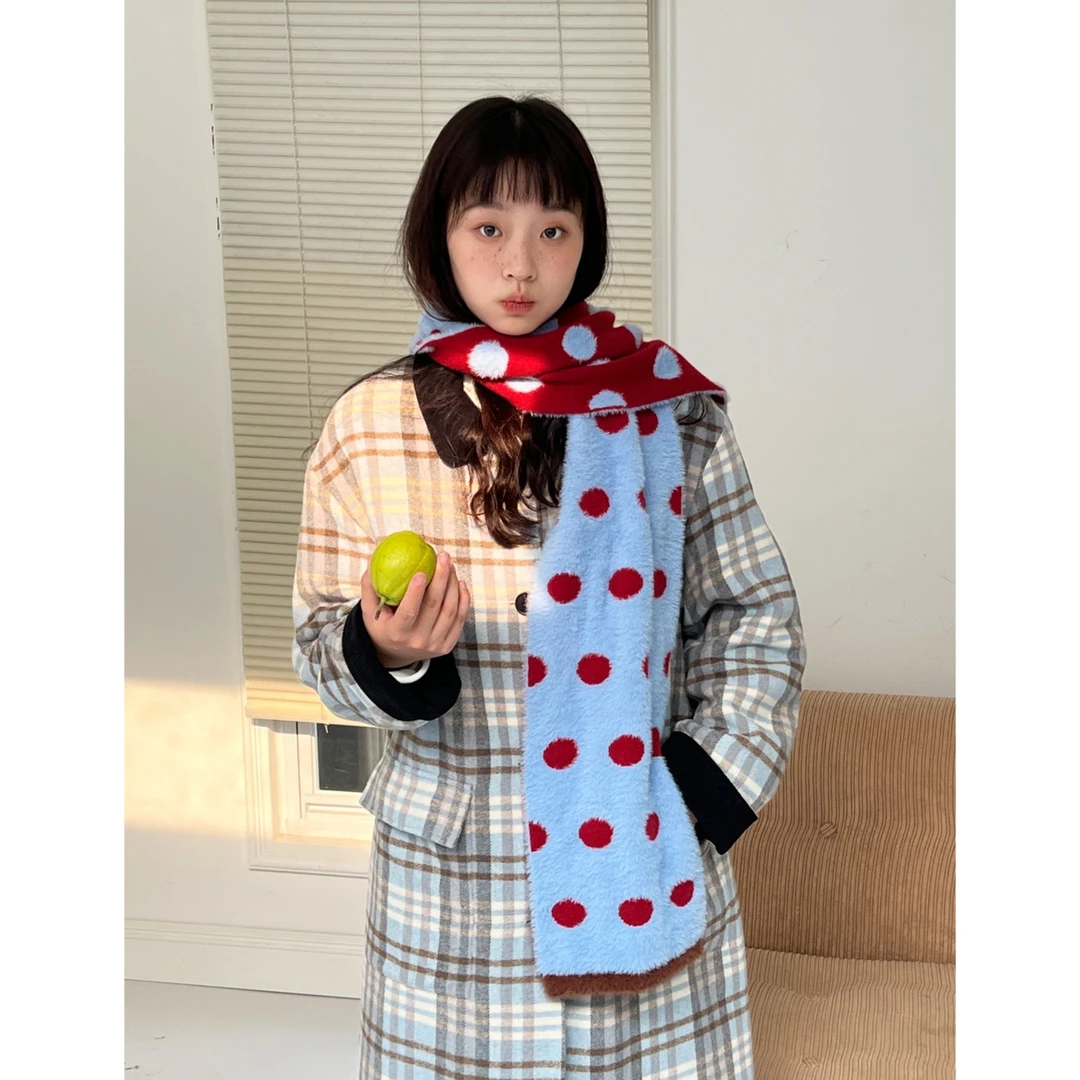 nothe Case「露夕」温暖波点围巾百搭保暖加厚毛绒日系秋冬季学生