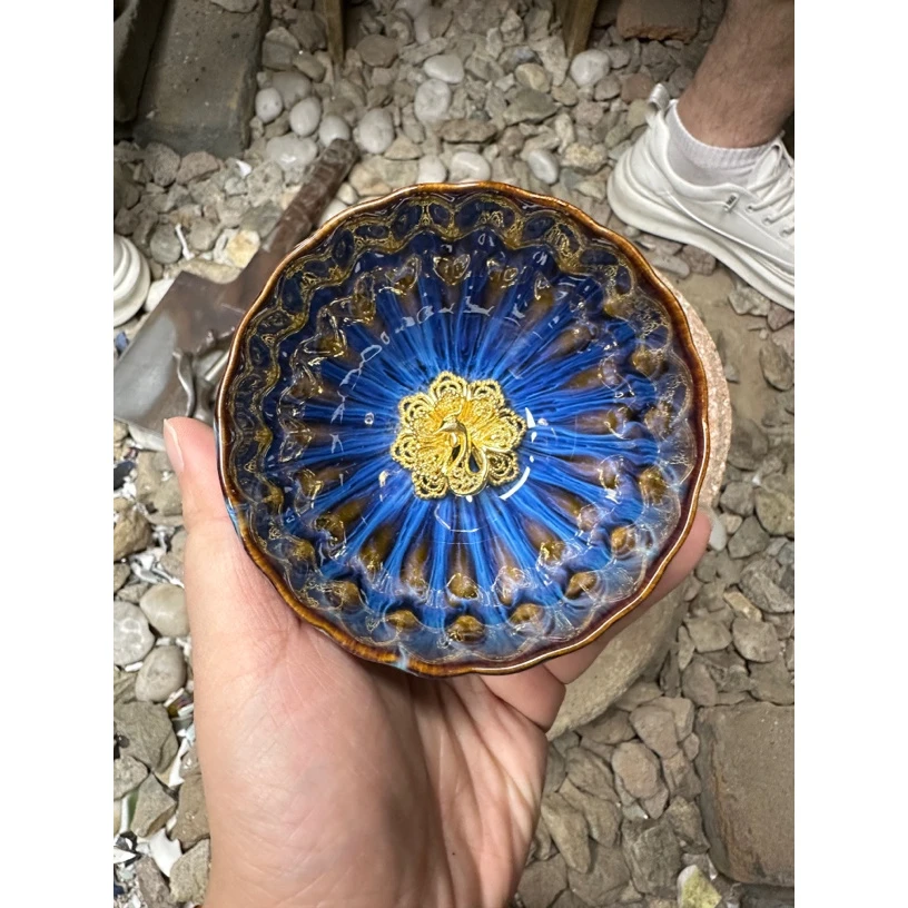 高端茶器 雀羽金孔雀 主人杯0by121