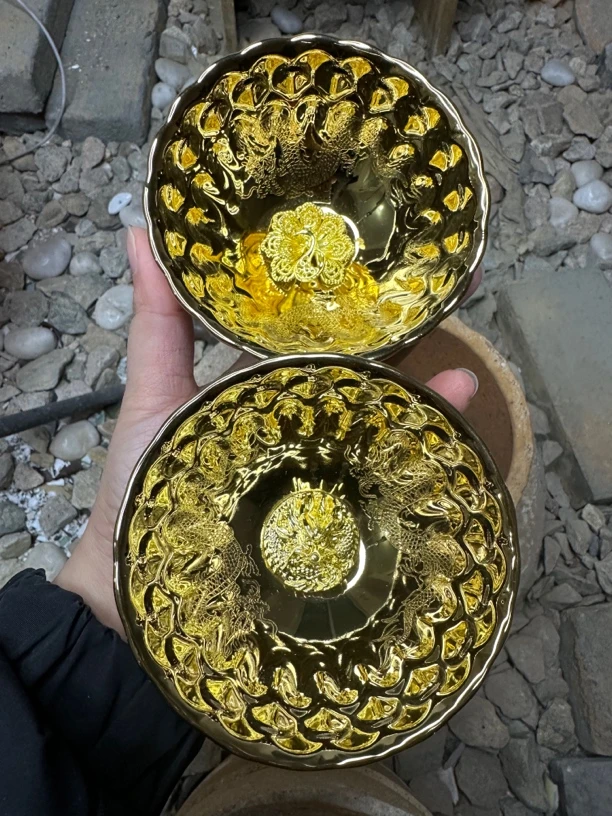 高端瓷器 金丝龙➕金丝凤对杯 主人杯