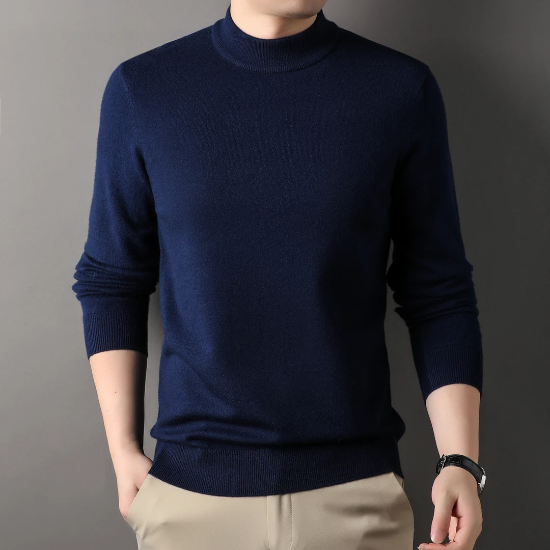 粉丝福利秋冬半高领男装420g毛衫男士打底衫纯色休闲百搭舒适透气