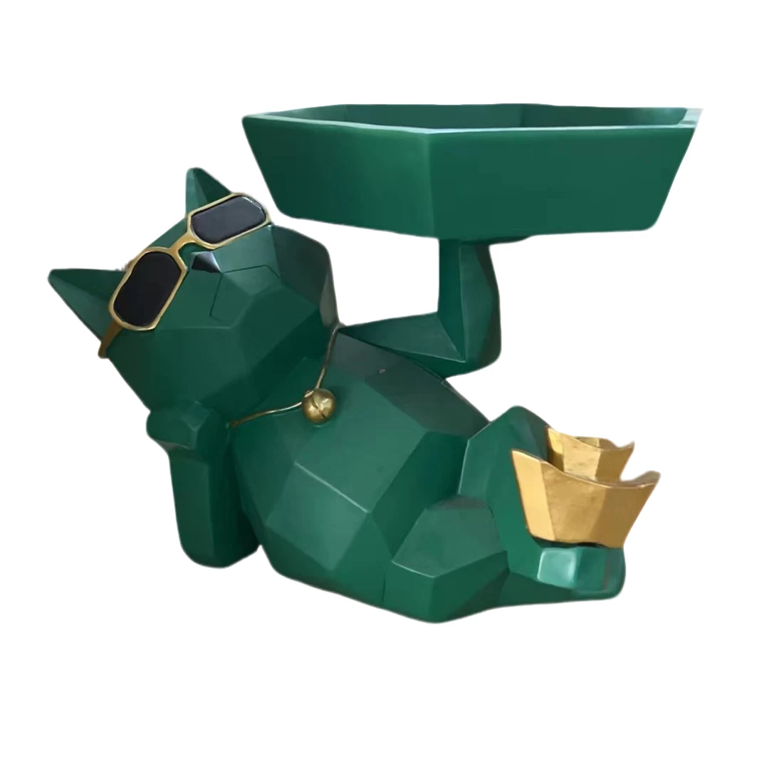 3477 绿色小狗托盘摆件（高）C3