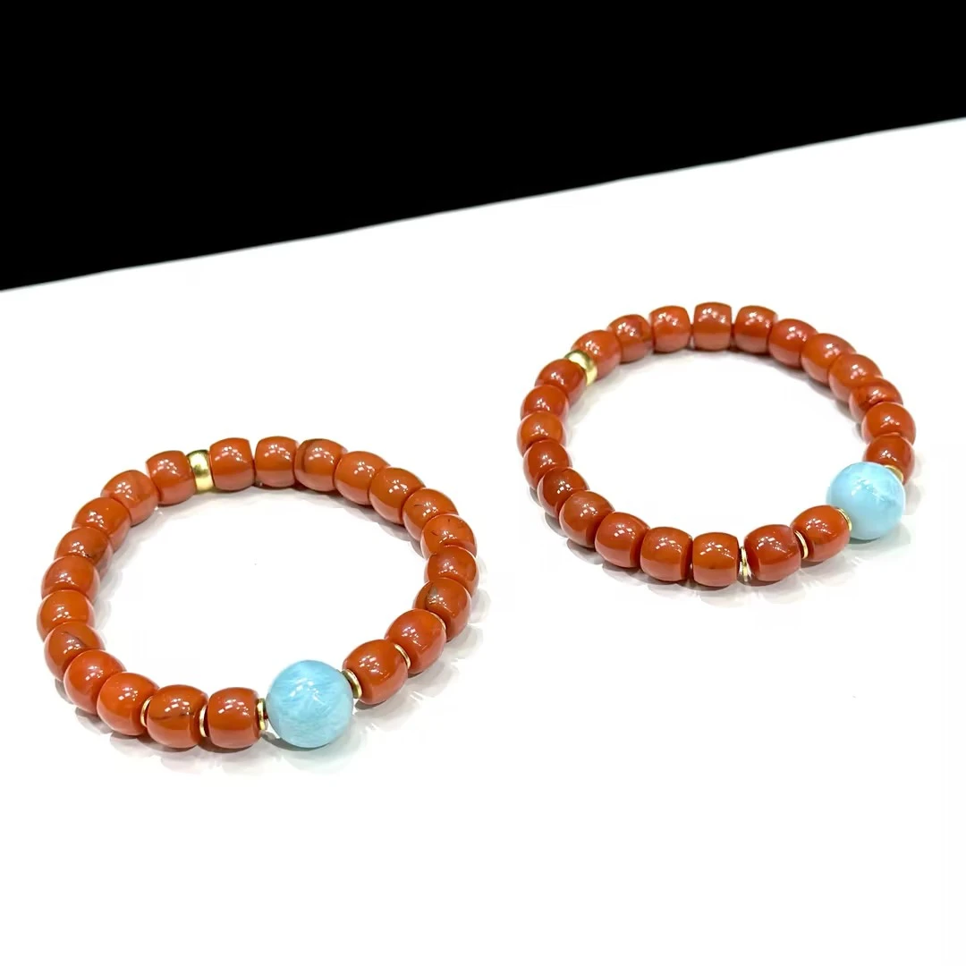 【ZY】满色满肉南红玛瑙直切DIY手串-约13*9mm（多样性发其一）