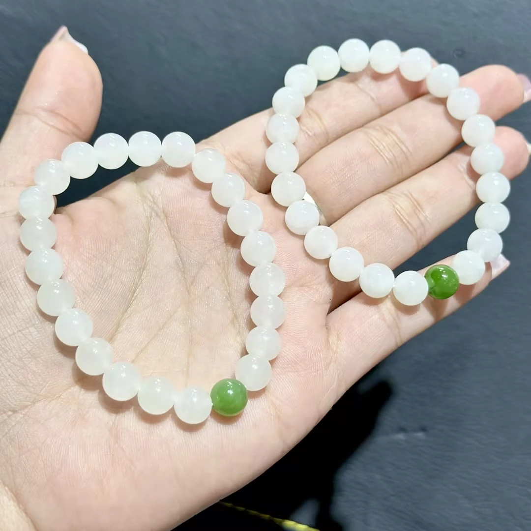 【CH】和田玉白玉DIY手串-约8mm（多样性发其一）