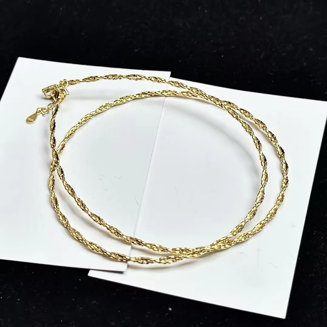 925银银制品 【HH】S925银双层镭射扭扭项圈（多样性发其一）