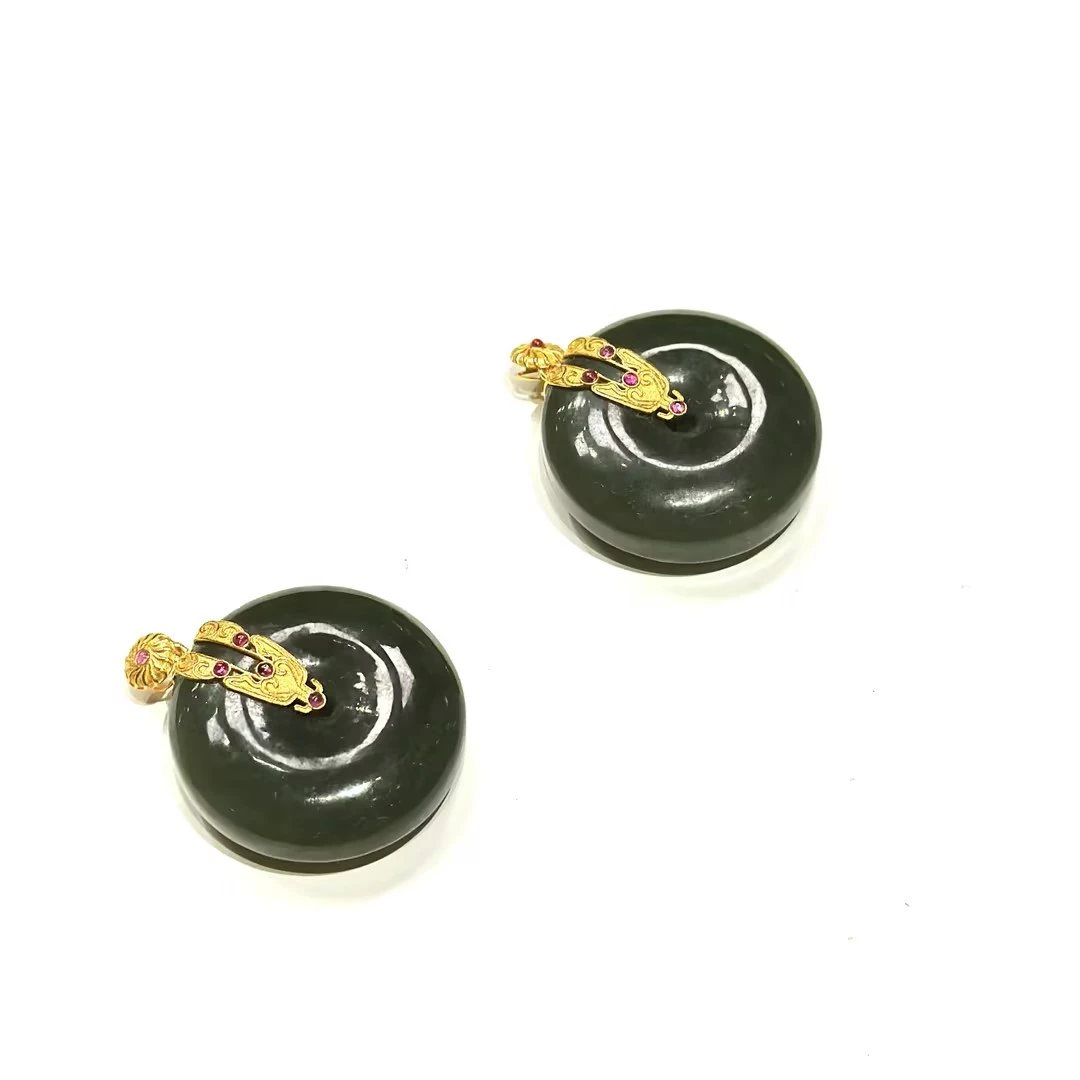 【CH】18k金和田玉沙枣青平安扣吊坠（多样性发其一）