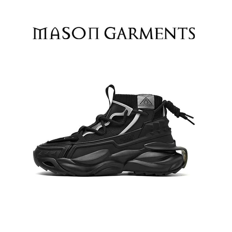 MASON GARMENTS激流 时尚厚底潮鞋百搭增高鞋男女同款飞织鞋黑色