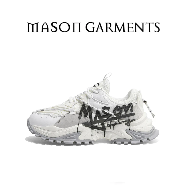 MASON GARMENTS鲨齿2号 舒适运动百搭老爹鞋男女同款涂鸦系列白色