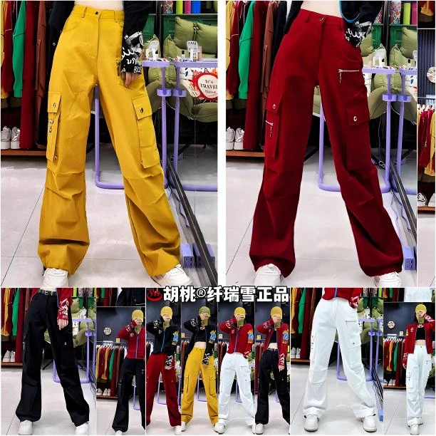 纤瑞雪【单品438款工装裤】斜纹洗水棉 抽绳调节时尚休闲男女同款