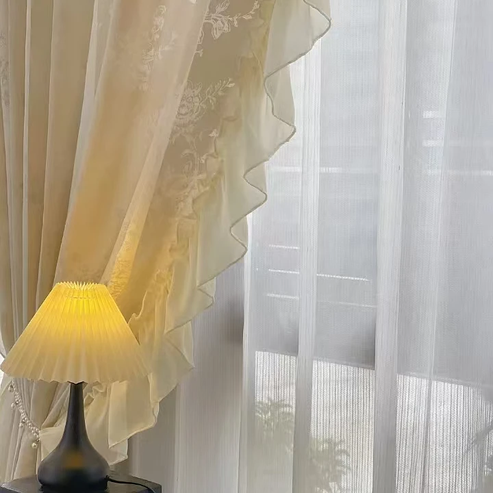 高档窗纱蕾丝花边窗纱美式风格窗纱