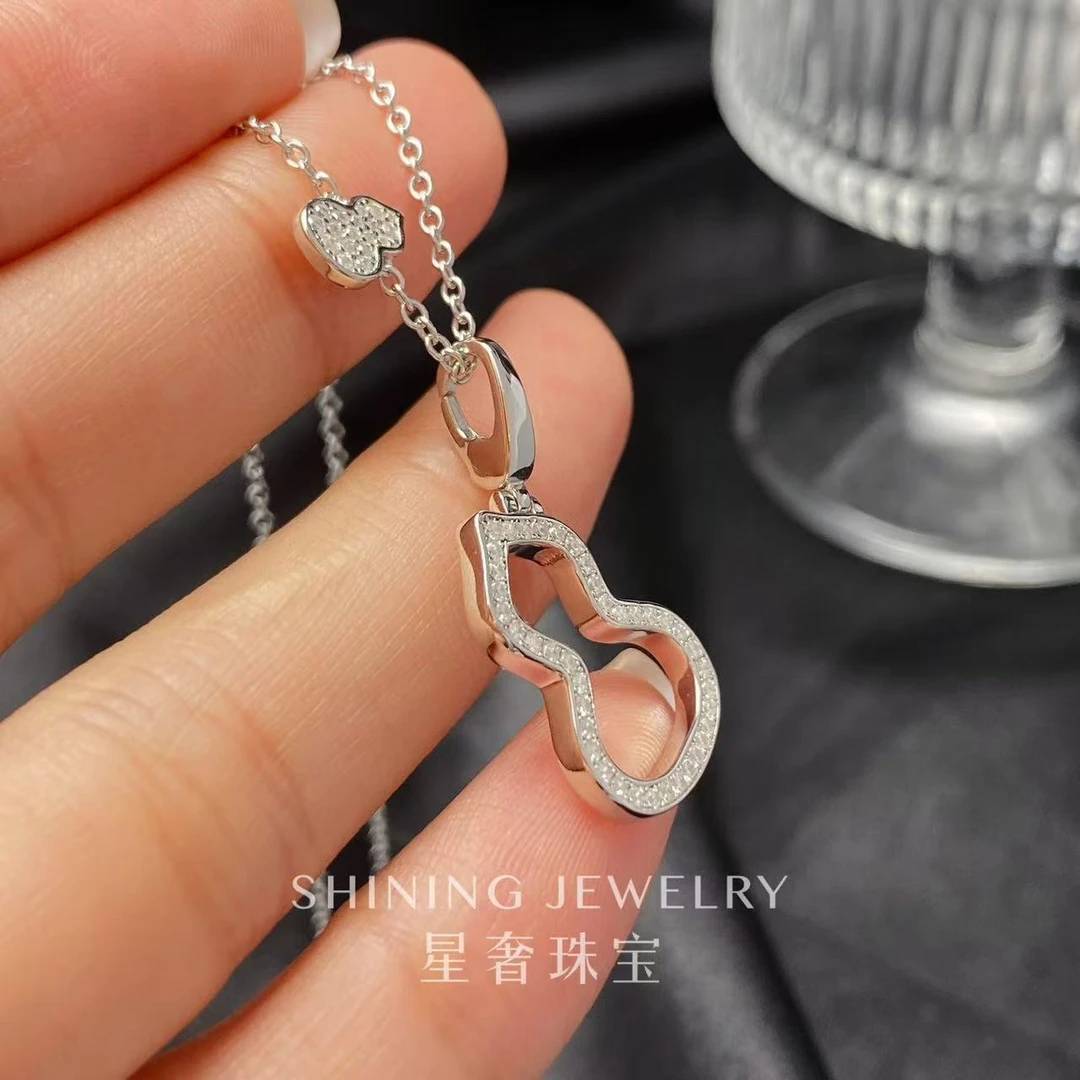 【星奢珠宝】18k钻石镂空葫芦项链天然真钻气质轻奢时尚简约镶嵌