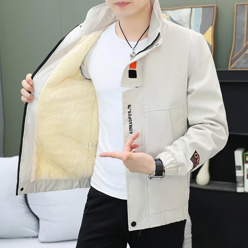 外套男士秋冬季2025新款潮流休闲工装夹克加绒加厚立领冲锋款上衣