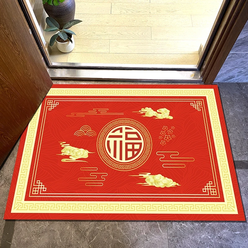 可擦免洗喜庆高级皮革耐脏地毯入户门地垫进门中式门口脚垫PVC