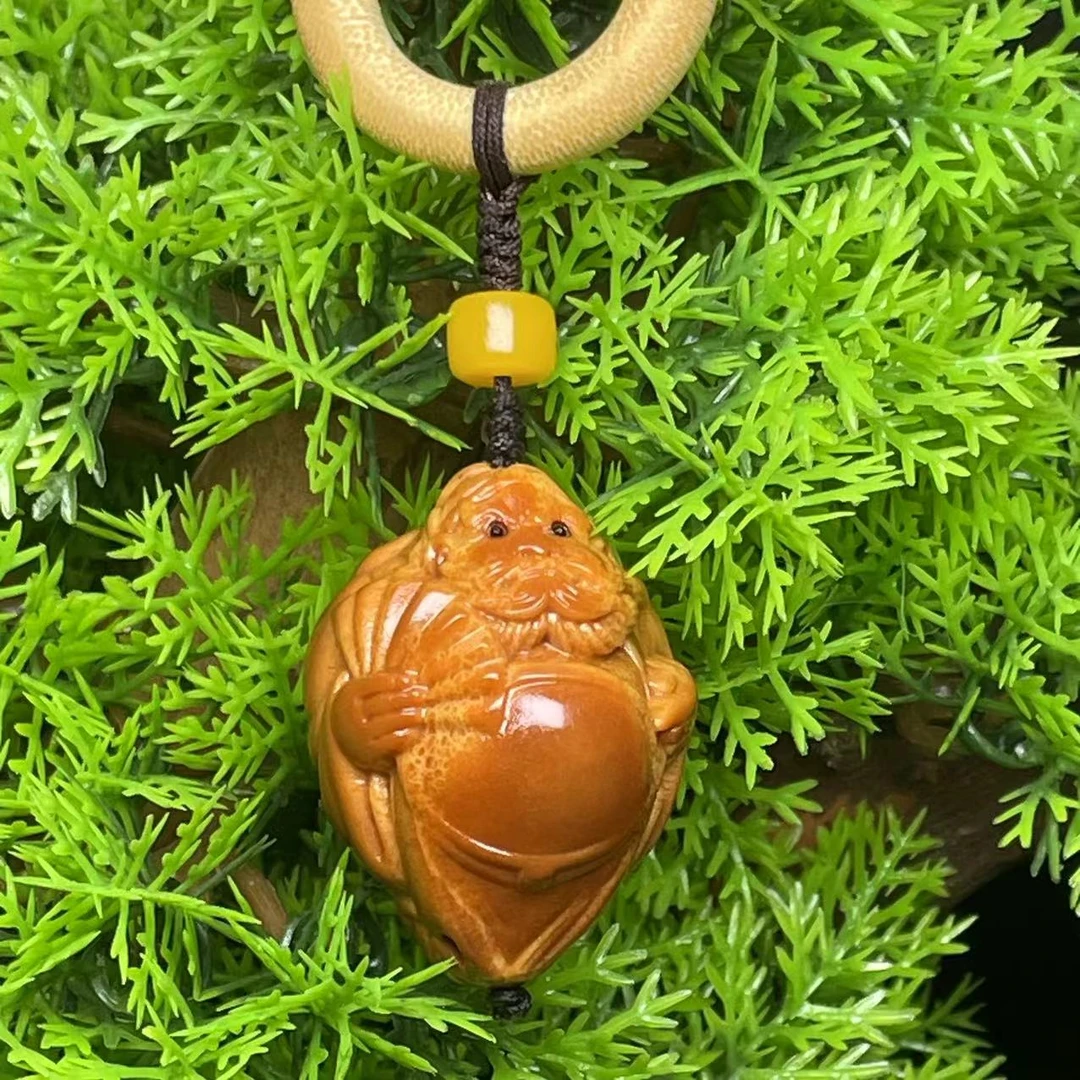 印尼大橄榄核雕雕刻指环穿配钟馗大尺寸