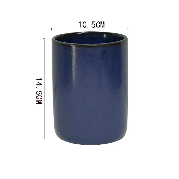 80104  蓝色红泥筷子筒复古陶瓷日式家用创意简约笔筒 微瑕疵