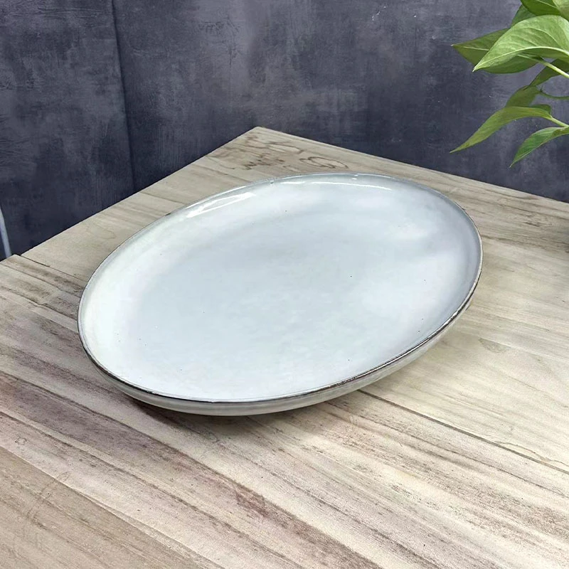368 16英寸布鲁斯椭圆鱼盘陶瓷酒店盘子复古家用托盘 微瑕疵