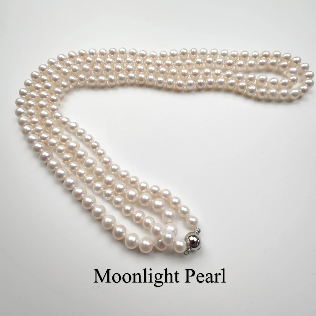 月廣明【报告老板】MLP2095 无核淡水珍珠毛衣链进口碗豆扣130CM